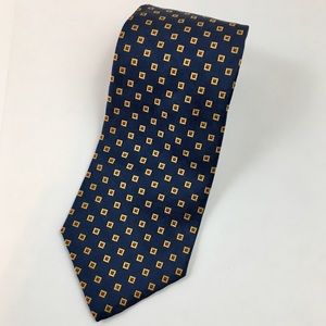 J. Crew Navy Blue Square Print Silk Tie